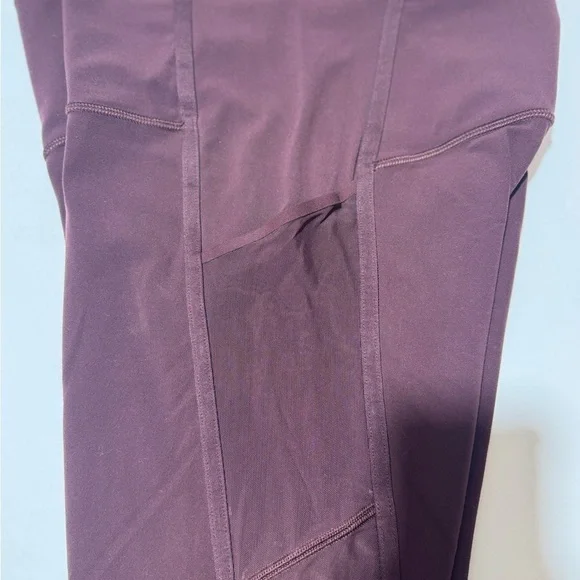 ATHLETA Leggings Women's Medium Burgundy Vitality Stash Pocket 7/8 S Tight Mesh - Picture 13 of 15